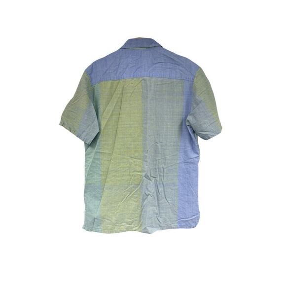 Neeru Kumar Short Sleeve Button Up Shirt Green Blue Colorblock Men’s XL? - Picture 5 of 7